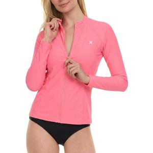 Hurley Rash Guard for Women Full Zip, Zip Up Long Sleeve Swim Shirts for Women, Surfing Top UPF 50+ SPF Sun & UV Protection M