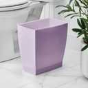 iDesign Small Plastic Bathroom Trash Can, Slim Rectangle Garbage Bin for Bedroom, Office, Dorm, Purple
