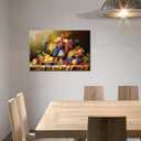 Kitchen Fruit Canvas Wall Art Vintage Still Life Painting Fruits and Grape Print Picture Rustic Farmhouse Colorful Framed Food Art for Dining Room Home Decor, 24"L x 16"W