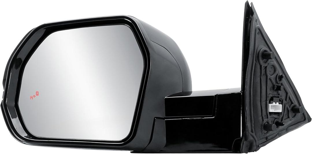 Driver Left Side Door Mirror Power Heated With BLIS Glass Turn Signal Light And Menory Power Folding Textured Black Back Cover For Toyota Tundra Sequoia 2022-2025