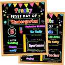 First Day and Last Day of School Chalkboard Sign with Solid Wooden Framed,11x14 Inch Reusable Wooden 1st Day of Preschool/Kindergarten Photo Props, Double Sided Back to School Sign for Kids/Girls/Boy