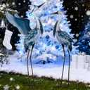 TERESA'S COLLECTIONS Garden Decor Blue Heron Metal Yard Art,38-42" Large Metal Cranes Sculptures & Statues Heron Decoy for Outdoor Indoor Decorations,Outside Patio,Pool, Lawn,Set of 2,Gift for Mom