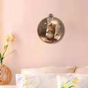 Hxlac Fall Squirrel Round Wall Art Framed, Fall Animal Maple Leaves Round Wall Decor, Rustic Autumn Squirrel Hanging Canvas Prints Wall Sculptures for Farmhouse Home Living Room Decor, 10x10 Inch