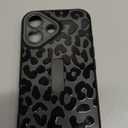 Compatible with iPhone 17 Case with Finger Hand Strap Kickstand, Trendy Cool Leopard Cheetah Print Phone Case for Women Men, Full Camera Protection Shockproof Protective Cover, Black