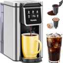 Karosie K Cup Coffee Maker, Hot & Iced Coffee Maker for K Cup and Grounds, 6-14 Oz Brew Sizes, 50oz Removable Tank, Single Cup Coffee Maker with Descaling Reminder, Stainless Steel, Black