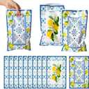 3sscha 50Pcs Capri Lemon Party Favor Bag Blue Tiles Yellow Lemon Plastic Waterproof Goodie Bag Citrus Fruit Rectangular Gift Bags for Kids Birthday Baby Shower Decoration Party Favor Supplies