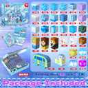 200 PCS Magnetic Blocks, Light Up & Transparent Magnetic Building Block for Blue Snow Princess Castle, Magnet Cubes Frozen Toys for Girls Age 3 4-8 8-12 Birthdays Gift for Kids