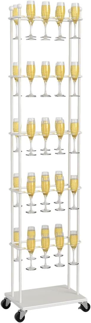 Champagne Wall,Champagne Wall Holder for Party,5 Tier Metal Champagne Wall Stand,40 Wine Glass Champagne Wall for Champagne Cups at Weddings, Bridal Shower Parties & Events