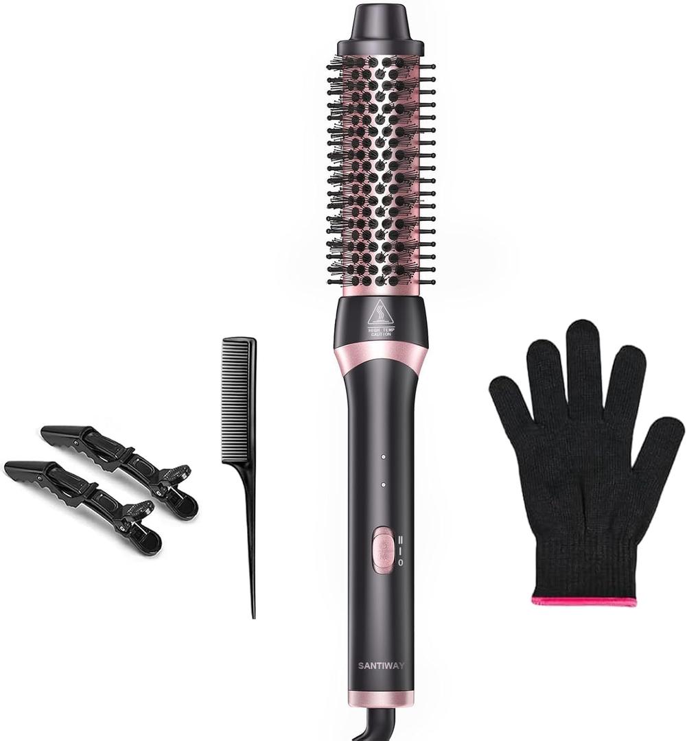 Thermal Brush,Heated Round Blowout Dryer Brush with Ceramic Technology, Quick Heat Up Curling Hot Air Straightener Brush,Makes Hair Smoother Get Natural Curls,Gift for Women,Dual Voltage