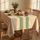 Horaldaily Light Green Table Cloth 60x140 Inch Rectangular, Farmhouse Rustic Heavy Weight Tablecloth, Wrinkle Free Farmhouse Style Table Cover for Home Party Decor