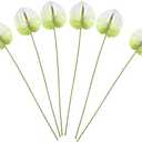 5pcs Faux Anthurium Flowers Realistic Artificial Flower Bouquet for Home Decor Living Wedding Party Arrangements Versatile Fake Plants Occasion (White)
