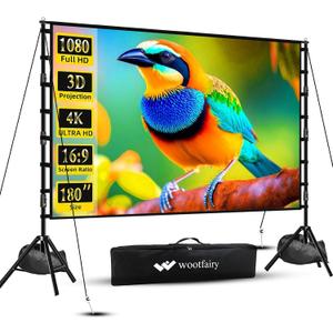 Wootfairy 180inch Outdoor Projector Screen with Stand Portable Wrinkle-Free