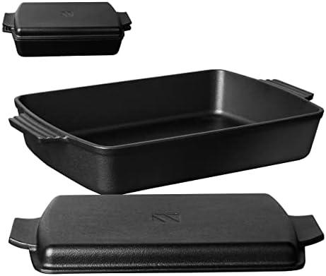 2-In-1 Pre Seasoned Cast Iron Dutch Oven With Skillet Lid, Casserole Dish, Rectangular Baking Pan, Griddle Pot Set, 6QT, 9"x13"