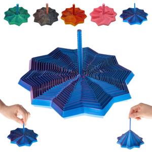 Colorful 3D Printed Expanded Sensory Fidget Star with Handles Fractal Fidget Hexagon Whirling Spiral Star Shaped Stress Relief (Red Blue)