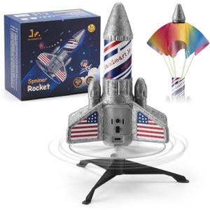 SainSmart Jr. Rocket Launcher for Kids - Upgraded Version, 200 ft Self Launching Motorized Rocket Toy with LED and Safety Parachute, Outdoor Toys for Ages 8-12, Birthday for Kids