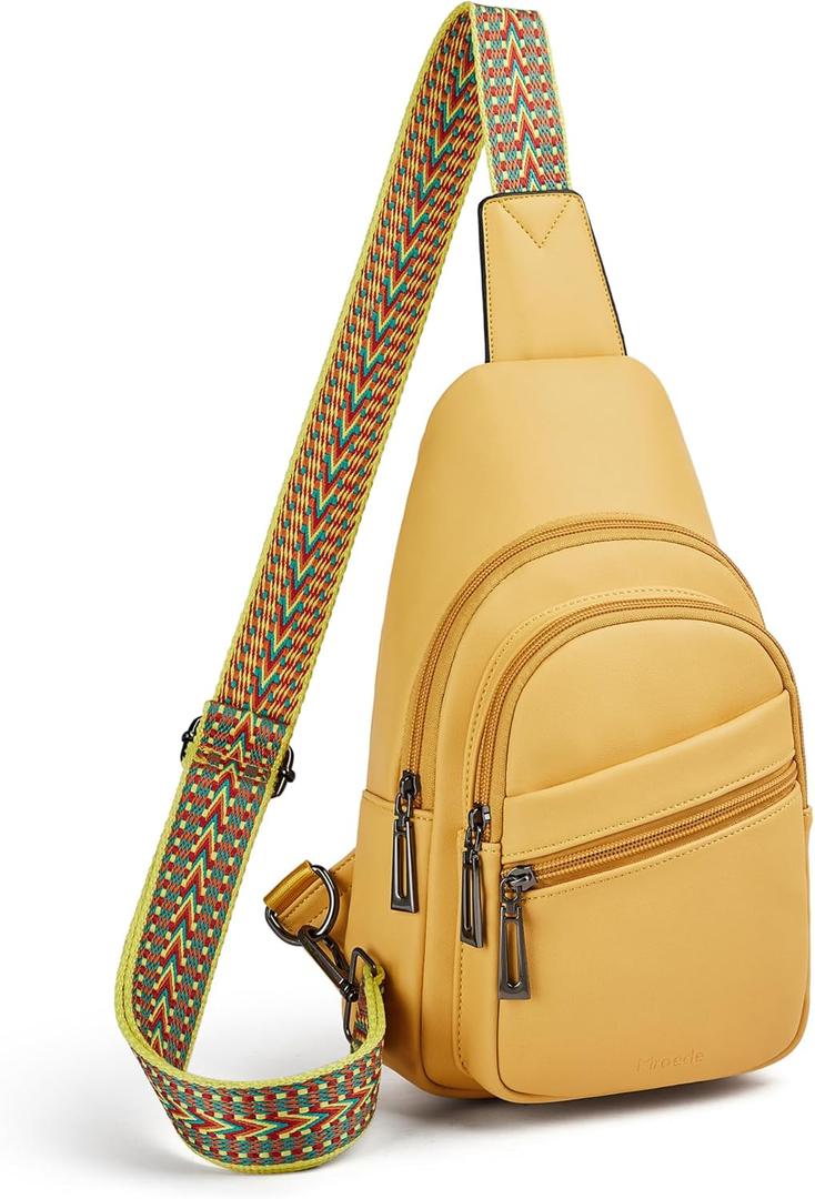 Sling Bag Crossbody Bags for Women Small Cross Body Bag Fanny Packs Chest Sling Purse for Daily Travel Leisure Sport (7-1 Yellow)