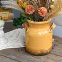 Quoowiit Ceramic Rustic Farmhouse Vase, Distressed Decorative Flower Vase for Home Decor, Ideal Shelf Decor, Yellow Boho Vases for Living Room Bedroom Kitchen Office Centerpiece Table Decorations