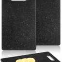 Lounsweer 2 Pcs Small Cutting Board for Kitchen Mini Plastic Cutting Board Set Bar Dishwasher Safe Granite Color Food for Camping Food Fruits Prep Vegetables Easy Grip(6" x 10",Black)