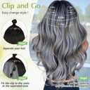 Clip in Hair Extensions, 8PCS 24 Inch Clip in Long Wavy Synthetic Hair Extensions Ash Blonde mix Light Gray Fiber Double Weft Natural Hairpieces for Women