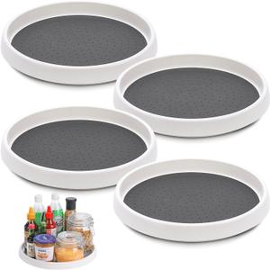 Lazy Susan Turntable, Set of 4, 10 Inch Non-Skid Lazy Susan Organizer for Cabinet, Pantry Organization, Kitchen Storage, Bathroom Sink Cabinet, Refrigerator, Countertop, Spice Rack (4 Pack 10 in)