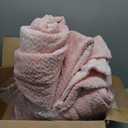 Flannel Fleece Comforter King Set - Furry Pink Leaves Pattern Faux Fur Bed Set, Winter Ultra Soft Fuzzy Comfort Set, Velvet Bedding Set for Bed with 2 Pillow Cases