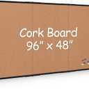 Board2by Extra Large Cork Bulletin Board 96" X 48", Foldable Notice Pin Board for Wall, Black Aluminum Framed 8'x4' Corkboard, Wall Mounted Noticeboard with 36 Push Pins for School, Home & Office