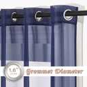 NICETOWN Sheer Voile Curtain Panels - Transparent Grommet Top Sheer Window Treatment Curtains for Living Room (W54 x L96 Inches, Dark Blue, 2 Pieces)