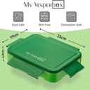 My Vesperbox Lite  Mini Lite - Kids Bento Lunch Box  Extra Durable Lunchbox for Toddlers and School  Leakproof, Child-Friendly, Ideal for Daycare, Preschool & Elementary School (Lite - Green - 23x17,5x5cm)