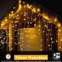 EcoNour Warm White Christmas Icicle Lights for Outside, 33FT 360LED Outdoor Icicle Lights with 8 Mode, 8HR Timer, Memory Function, Clear Wire connectable, Plug in Fairy Lights for Roofline, Yard