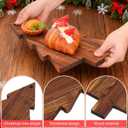PRETYZOOM Christmas Tree Charcuterie Board, 9.4x15'' Holiday Wooden Cutting Board, Reusable Appetizer Food Serving Platter, Cheeseboard, Sushi Serving Tray Christmas Kitchen Decor
