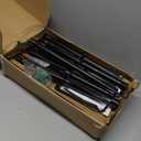 10Ft String Light Poles 4 Pack, Light Poles for Outside Lights, Outdoor with Fence Brackets Hanging Lights, Metal Stand Deck Patio Backyard