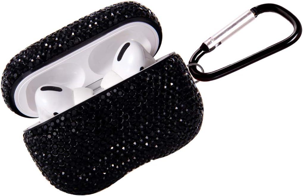 Sparkly Diamond AirPods Pro 1&2 Generation Case with Keychain, Shockproof Protective Premium Bling Rhinestone Cover Skin for AirPods Charging Case (PRO Black C3)