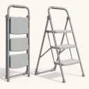 3 Step Ladder Folding Step Stool with Anti-Slip Wide Pedals & Handgrip  Portable Lightweight Steel Step Ladder for Home, Kitchen, Office & Garage  500lbs Capacity