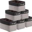 DECOMOMO Small Storage Basket, Closet Storage Bins, Baskets for Organizing Shelves (Grey & Black, Small - 6 Pack)