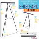 U.S. Art Supply 66" High Boardroom Black Aluminum Flip Chart Easel & Presentation Stand (4 Pack) - Adjustable Floor/Tabletop, Portable Tripod, Holds 25 lbs., for Chart Paper, Poster Boards, & Pads