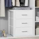 BOLUO Closet Drawers White Fabric 3 Drawer Small Dresser for Closet Organizers and Storage Bedroom Dorm Modern