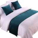 WBYCOTBED Turquoise Bed Scarf and Runners Set of 3, 70" x 20", 1 Velvet Bed Runner + 2 Cushion Covers, Soft Decorative Bed End Scarf Protector for Bedroom Hotel