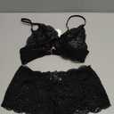 Avidlove Women Sexy Lingerie Set 3 Piece Bra and Panty Sets with Lace Kimono Robe Sleepwear Mesh Nightgown, S