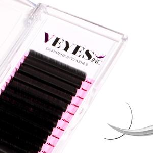 VEYES INC Cashmere Volume Lash Extensions C CC D DD LD L B J M Curl 0.03-0.20 thickness 5-25mm, Super Matte Black Individual Eyelashes Tray, Professional Supplies for Lash Techs (0.07 J 5-7mm Bottom)