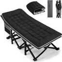 Fragess Portable Camping Cot, Sleeping Cots for Adults, 28" Extra Wide Heavy Duty Folding Cot Max Load 600LBS with Thick Mattress, Portable Camping Bed for Outdoor Camp/Office, Home Nap (Black)