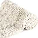TENGTENGLINK Bath Rugs for Bathroom, White, Thick Floor Mats, Soft Chenille Floor Mats, Non-Slip Shower Mats, Ultra Water Absorbent, 16" x 24", Ivory White