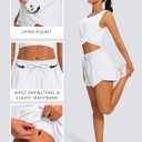 Women's Running Shorts High Waisted Quick Dry Athletic Shorts Sports Workout Gym Track Drawstring Shorts with Pockets (White, XL)