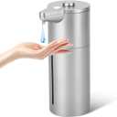 Automatic Soap Dispenser Touchless,Upgrade Adjustable Volume for Thick and Thin Liquid Battery Hand Soap Dispenser,Dish Soap Dispenser Kitchen Bathroom,Auto Soap Dispenser Hands Free Silver