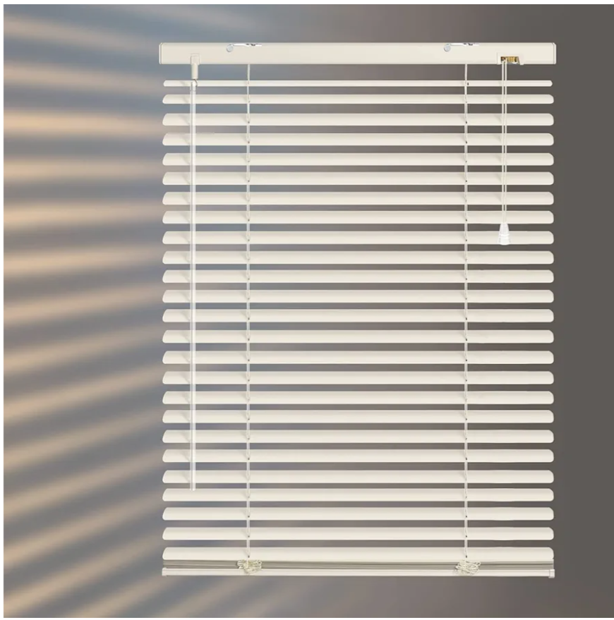 Corded Aluminum Mini Blinds Horizontal Window Blinds, Anti-UV Waterproof Light Adjustment Metal Blinds for Windows and Home, 34" W x 64" L, Beige