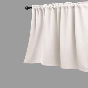 KOUFALL Farmhouse Kitchen Valances for Windows 12 Inch Length,Room Darkening Modern Light Blocking Insulated Thermal Curtains for Summer Heat,Cream Beige