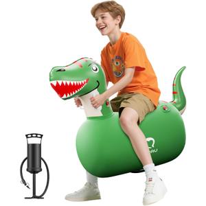 QPAU Infatable Bouncy Toys with Hand Pump, Heavy Duty Giant Bouncy Pal, 220lbs Load Capacity, Ride On Bouncy Animal Hopper Toy, Indoor Outdoor Bouncers for Kids Girls Boys Ages 5+ (Dinosaur, 1 Pack)