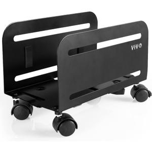 VIVO Computer Mid-Tower Case, CPU Steel Rolling Stand, Adjustable Mobile Cart Holder with Locking Caster Wheels, Black, CART-PC01