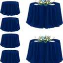 sancua Round Tablecloth 132 Inch Diameter, 6 Pack - Circle Polyester Fabric Table Cloth for Wedding Party Reception Banquet Birthday, Washable Formal Table Cover (Fit 54-96 Inch Tables), Navy Blue