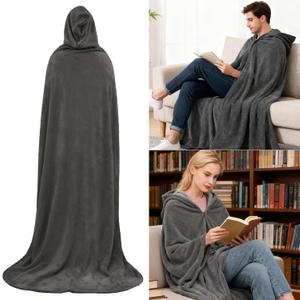 Wearable Blankets Hoodie for Women and Men Birthday Gifts for Women Men Fleece Hooded Blanket for Adult Large Grey Mom Dad Great Birthday Christmas Gifts Idea(70 * 62in)