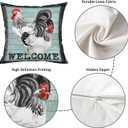Rooster Throw Pillow Covers Set of 2, 18 x18 Inch Double-Sided Print Pillows Farmhouse Welcome Cushion Cases, Country Farm Chicken Poultry Decor for Couch, Sofa, Entryway, Porch